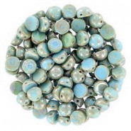 Czech 2-hole Cabochon kralen 6mm Turquoise Picasso 